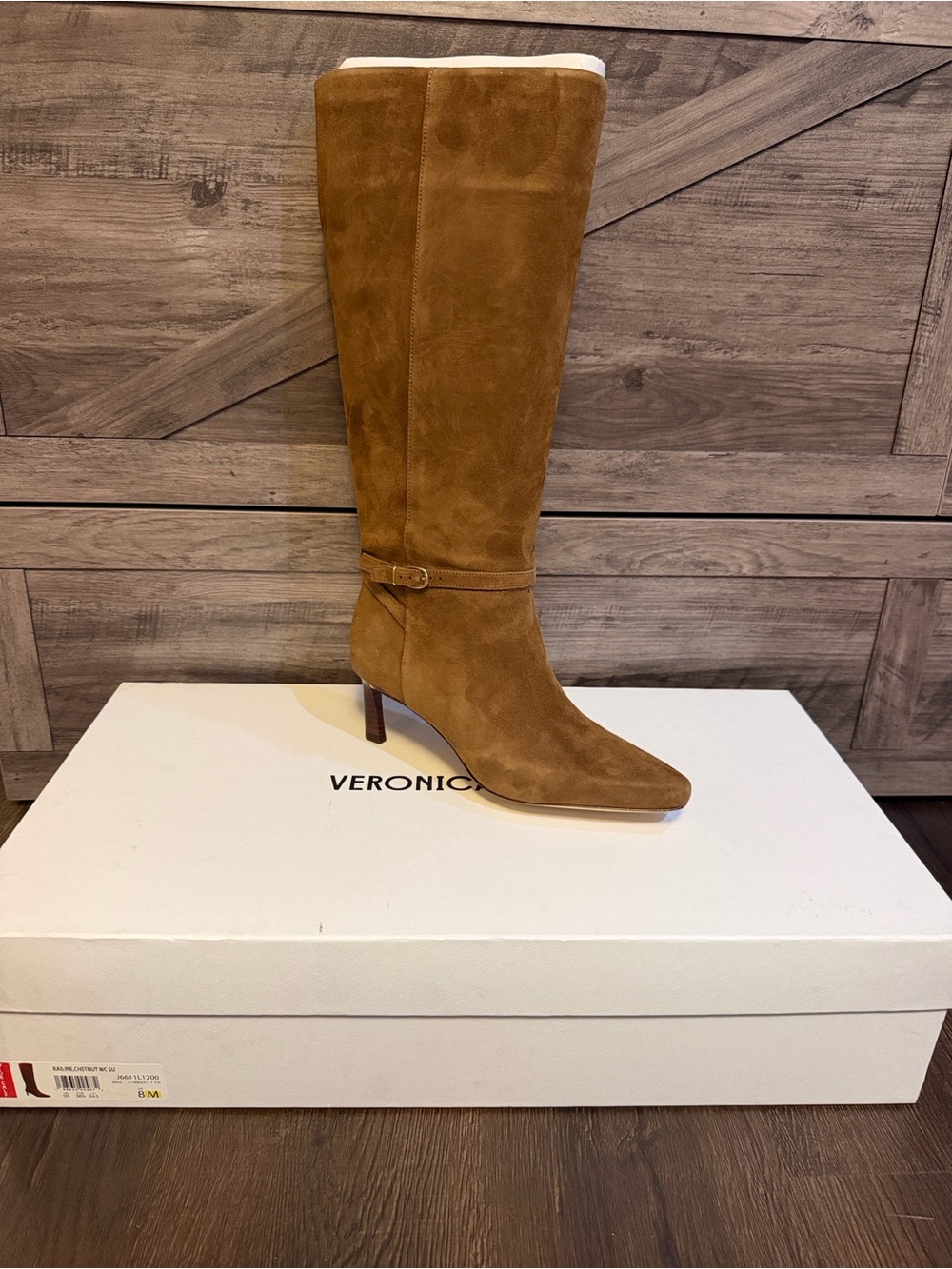 Veronica Beard Chestnut Kailine Suede Knee-High Heeled Boots